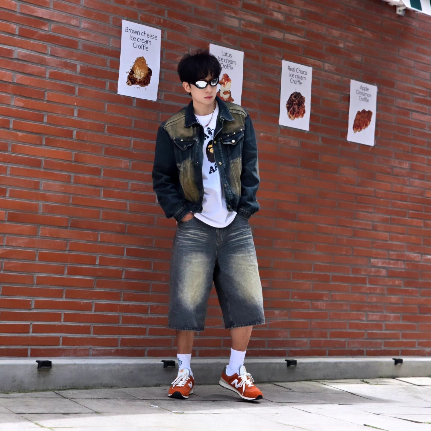 Diesel Dx1446 Red Enamel Stainless Steel Chain Necklace Silver, BAPE Ninja College T-Shirt White 착용 스타일 - 6