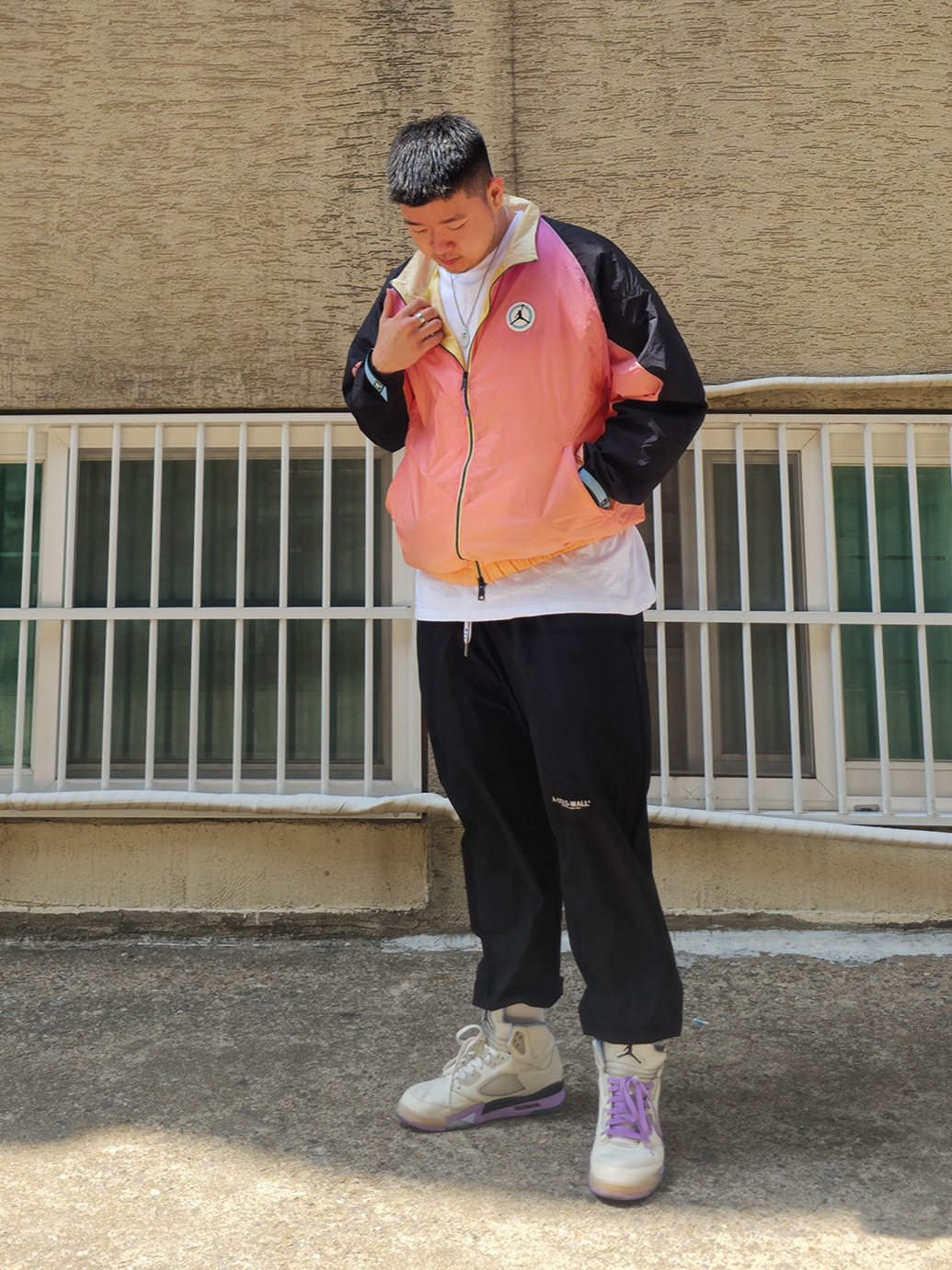 Jordan 5 x DJ Khaled Retro SP Sail Washed Yellow, Jordan x DJ Khaled Jacket Bicycle Yellow - Asia 착용 스타일 - 1
