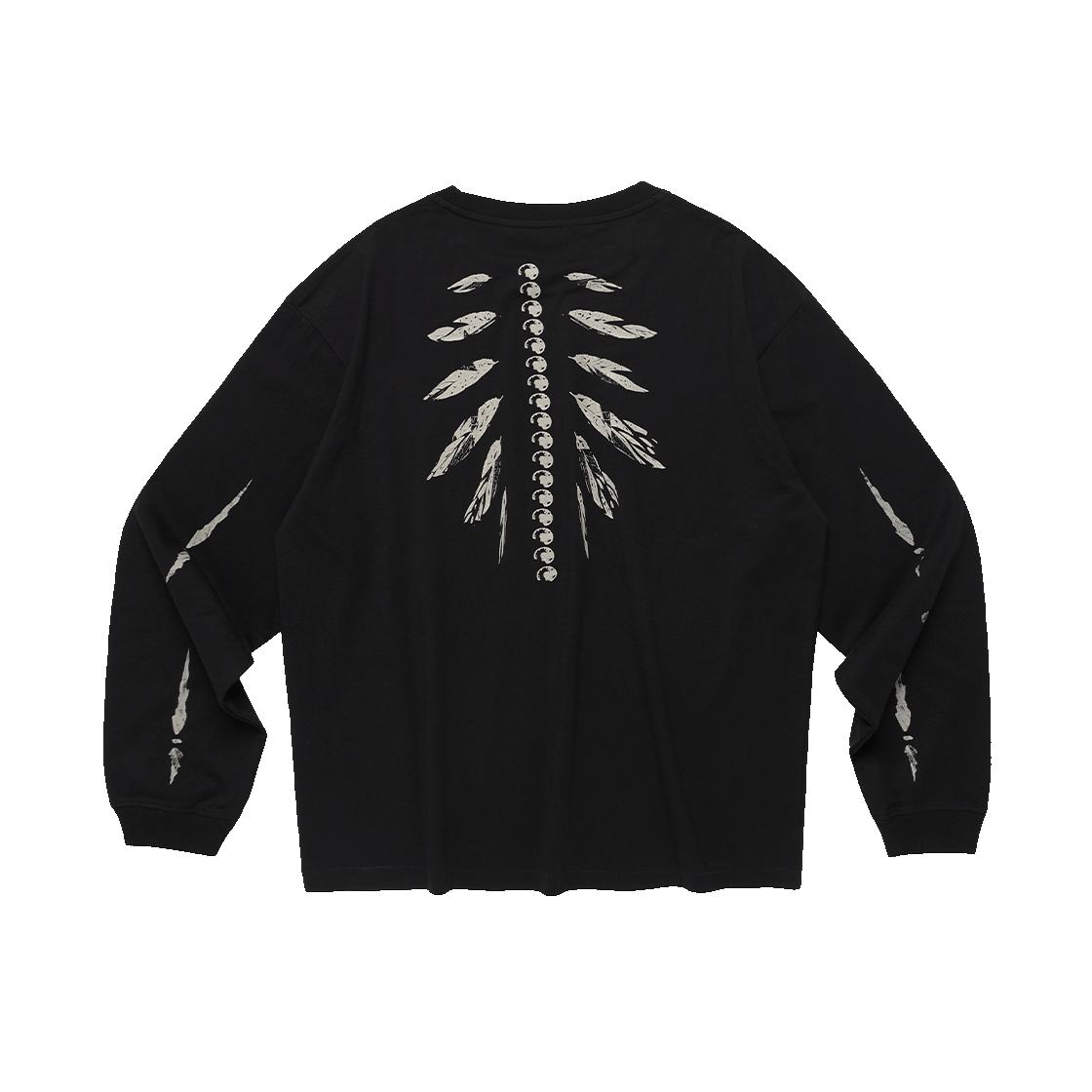 HVQFCTL304BKA Vonvat  Leaves Bone Long Sleeve Black - 대표 이미지 #1