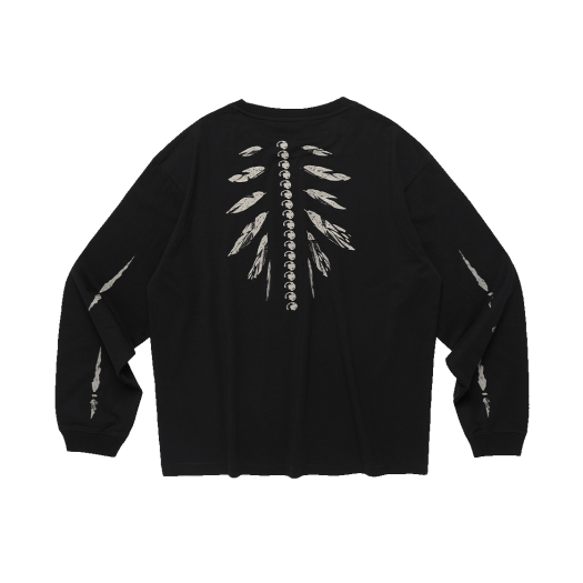HVQFCTL304BKA Vonvat  Leaves Bone Long Sleeve Black