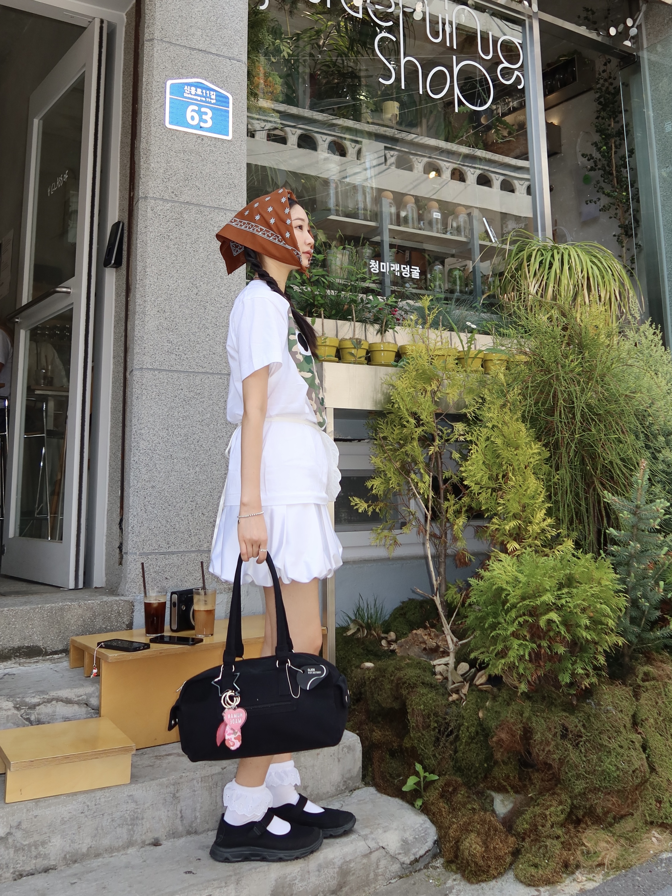 Play Comme des Garcons Camouflage Heart T-Shirt White, Salomon RX Marie Jeanne Black 착용 스타일 - 3