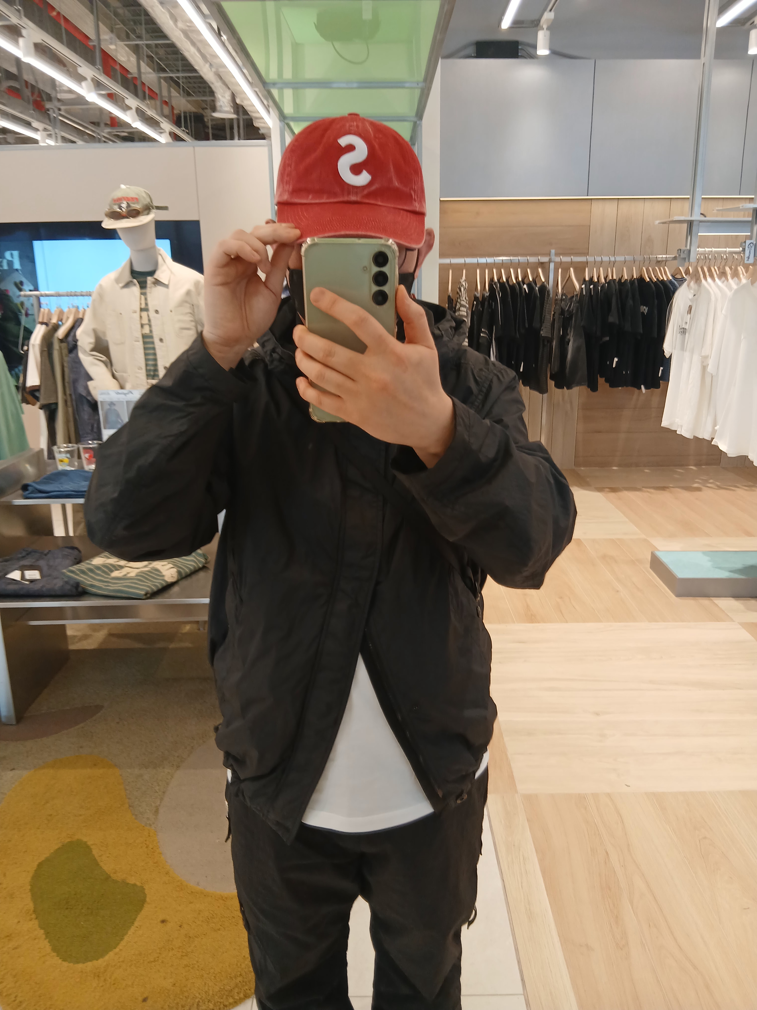 Wooyoungmi Cotton Back Logo T-Shirt White - 24SS, Stone Island S0A23 Crinkle Reps R-NY Wind Resistant Anti-Drop Hooded Jacket - 25SS 착용 스타일 - 4