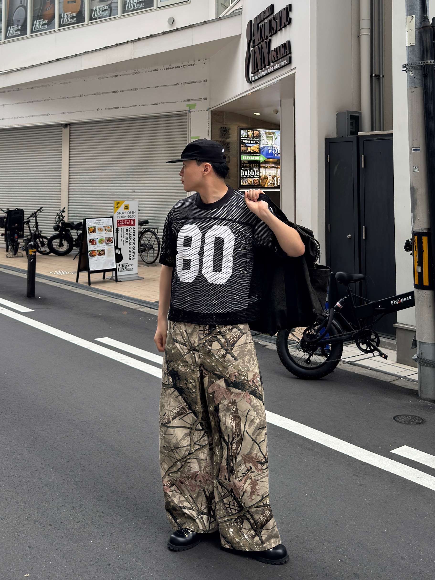 Stussy Canvas Flight Bag Washed Black, Stussy Team Jersey 80 Black 착용 스타일 - 4