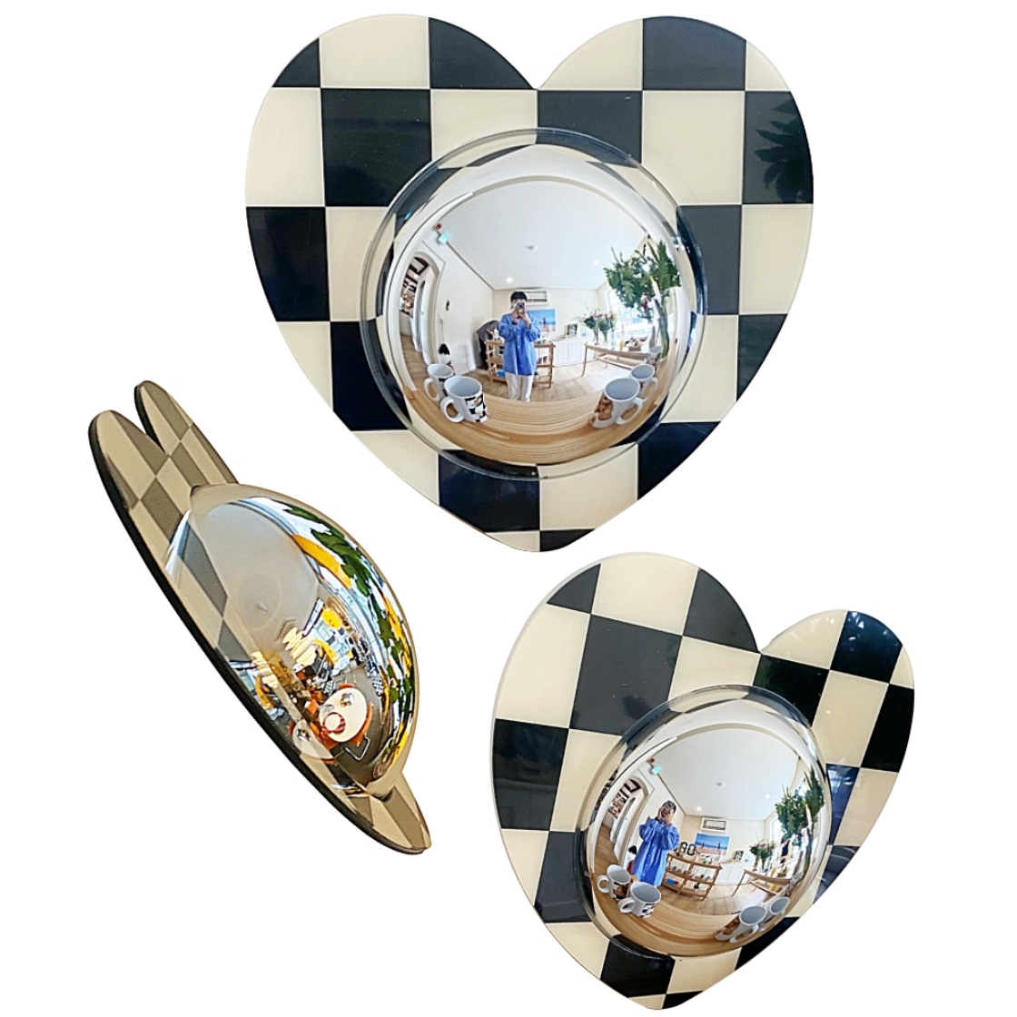 유라이크왓 하트 아크릴 볼록거울 체커보드([3% 포인트 적립] you like what Heart Acrylic Convex Mirror Checkerboard) - 2