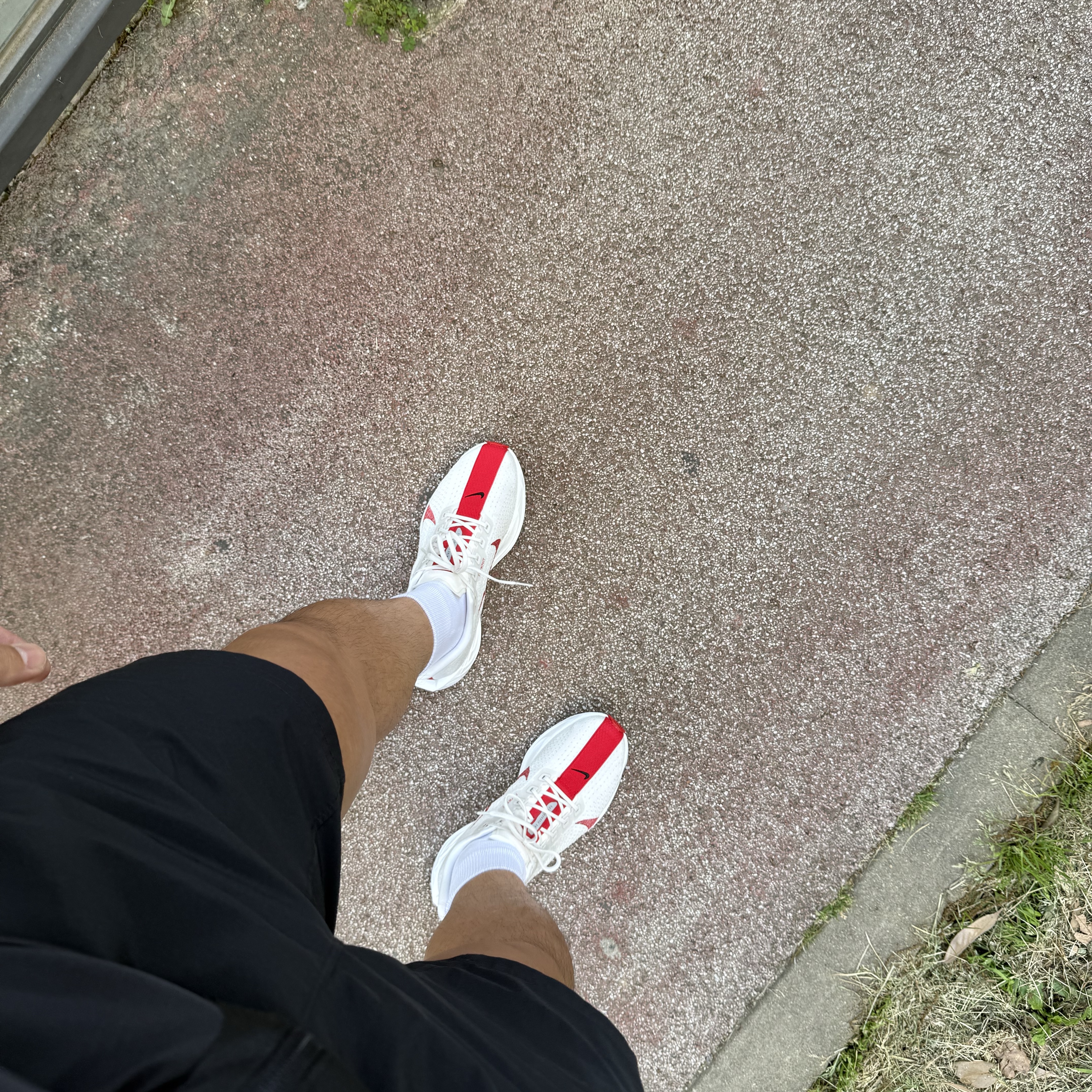 Nike Pegasus Plus Platinum Tint University Red 착용 스타일