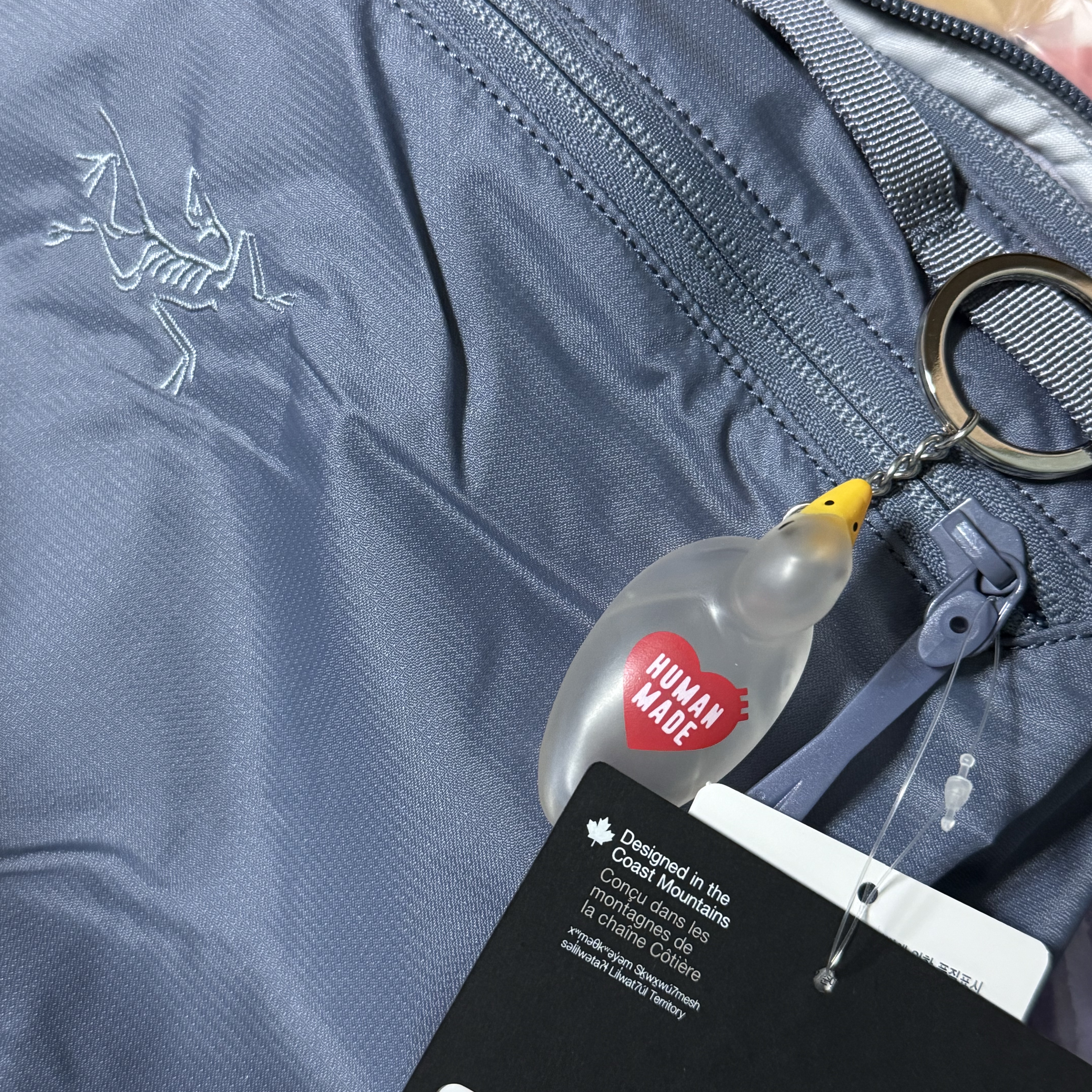 Arc'teryx Heliad 15 Backpack Stratus, Human Made Duck PVC Key Chain Clear 착용 스타일