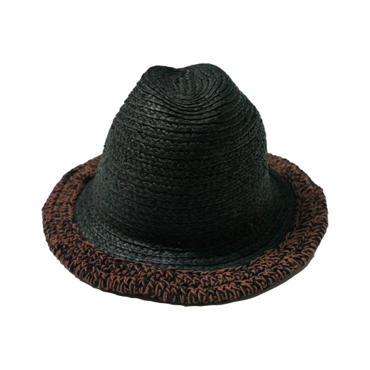 HAT75 Misu A Barbe Black Straw Hat Brown