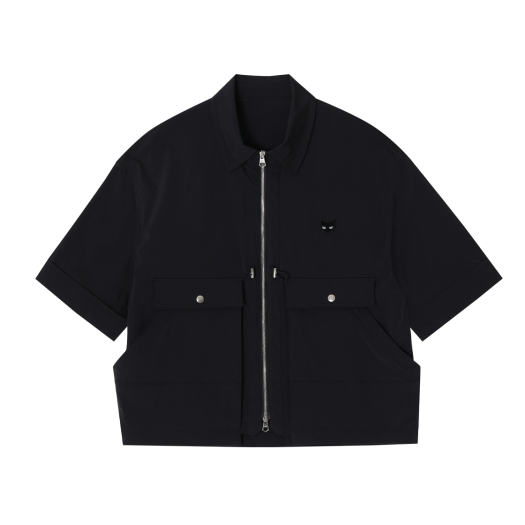 SH3JP803BK Songzio Zzero Multi Pocket Half Jumper Black