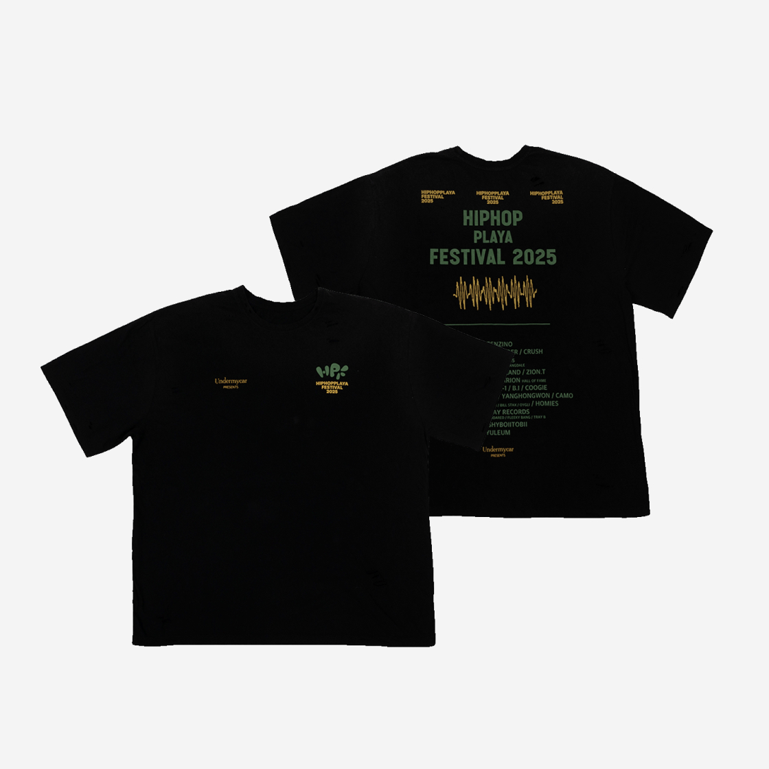 HPF25MD38 HIPHOPPLAYA FESTIVAL 2025 LINE-UP T-SHIRT - YELLOW GREEN