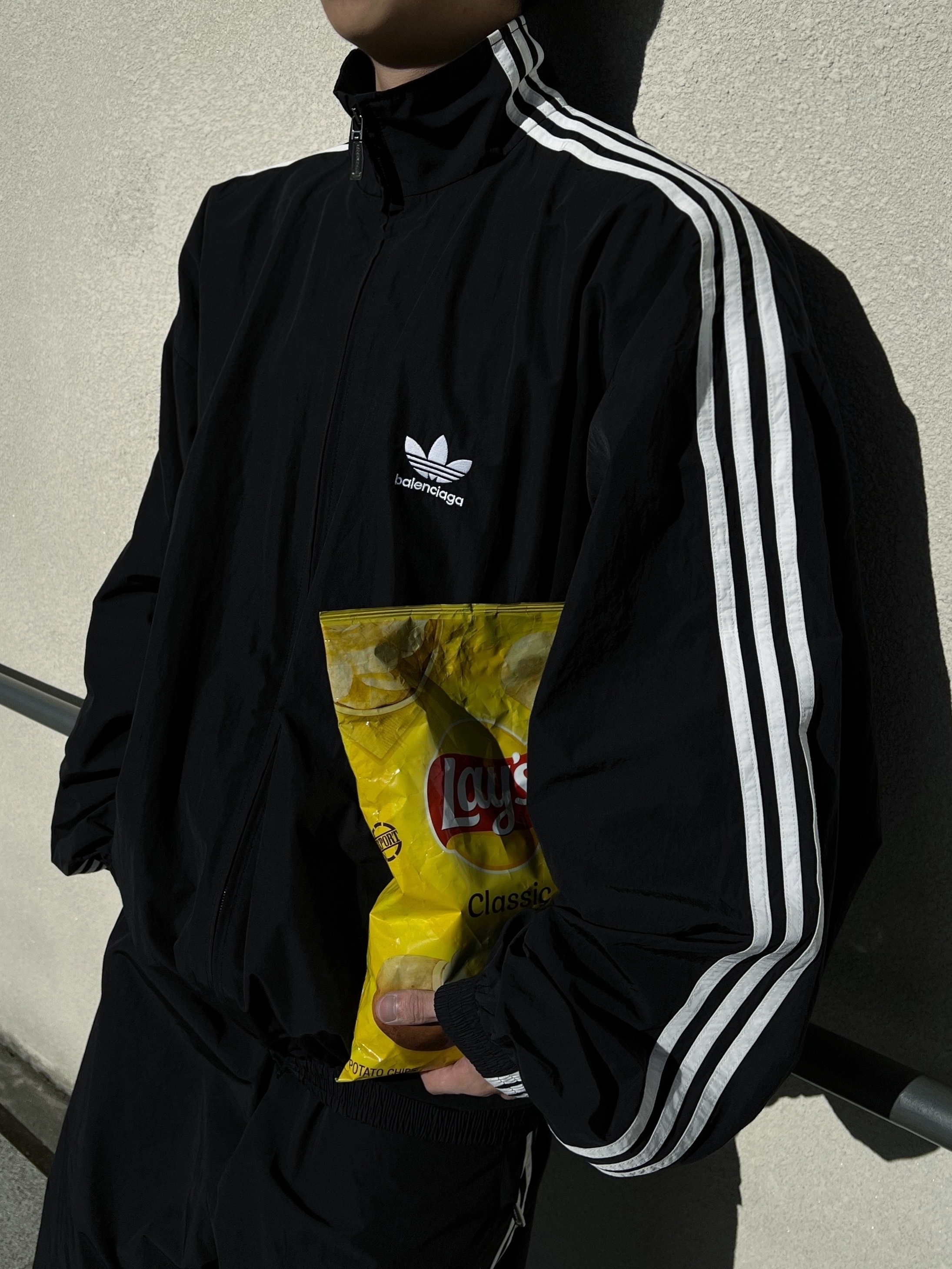 Balenciaga Steroid Derby Black, Balenciaga x Adidas Performance Poplin Tracksuit Jacket Black 착용 스타일 - 3