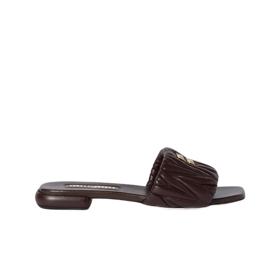 5XX605-88T-F0NBL (W) Miu Miu Matelasse Nappa Leather Slide Brown