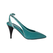 (W) Miu Miu Nappa Leather Slingback Pumps Peacock Blue White