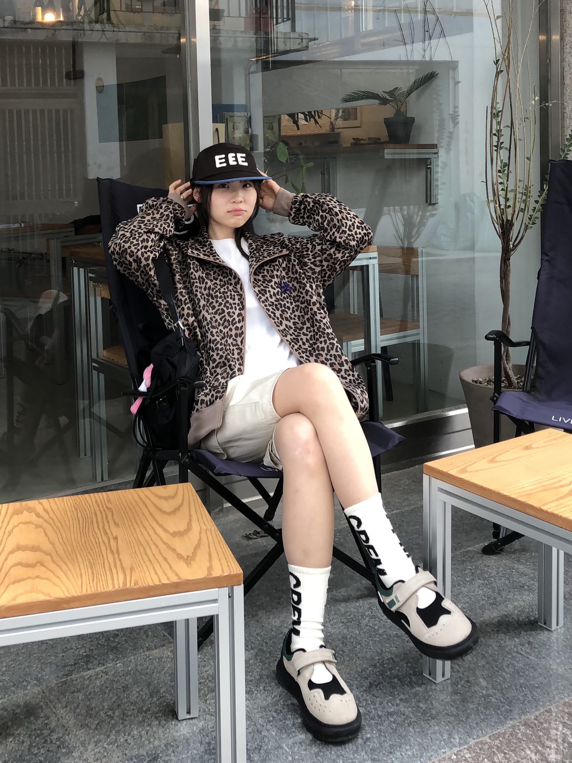 Palace x Needles Track Jacket Snow Leopard - 24FW, Cactus Plant Flea Market Tube Socks White 착용 스타일