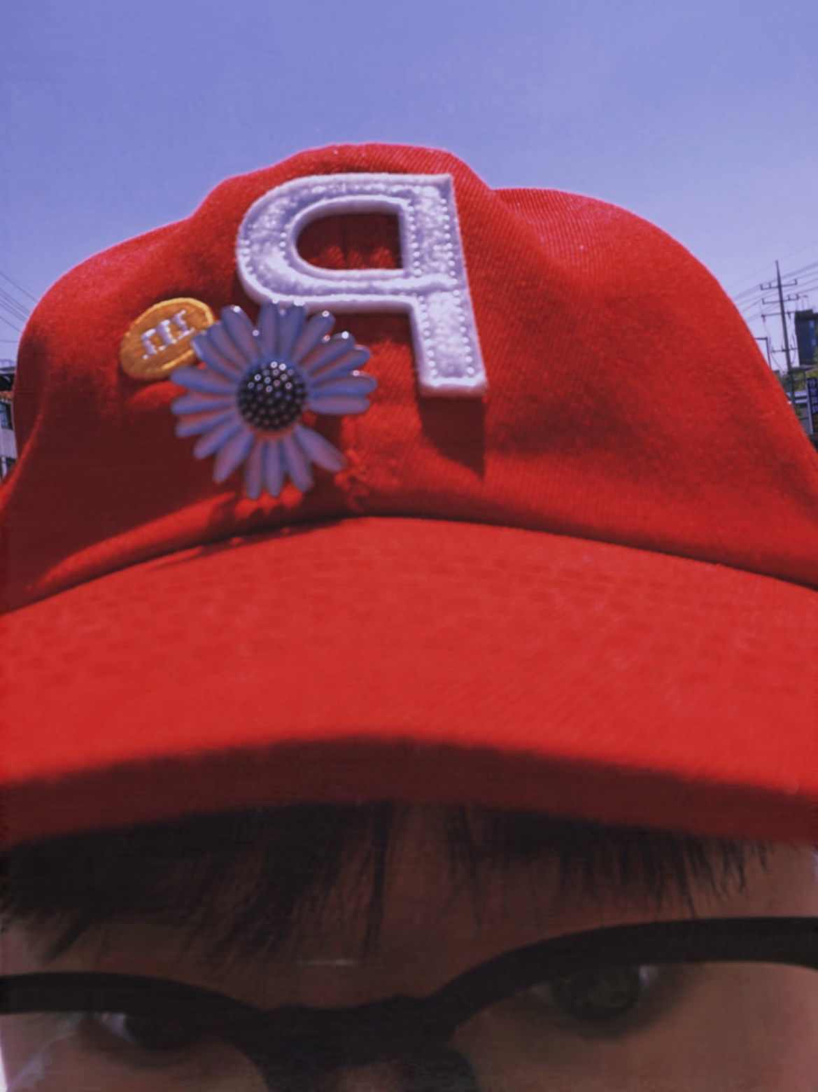 Peaceminusone PMO Ball Cap #1 Red 착용 스타일
