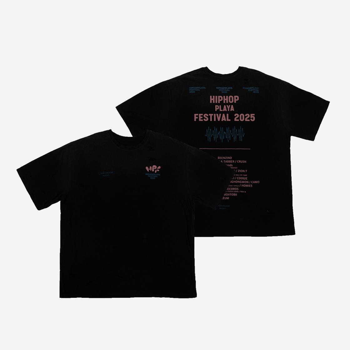 HPF25MD37 HIPHOPPLAYA FESTIVAL 2025 LINE-UP T-SHIRT - BLUE PINK