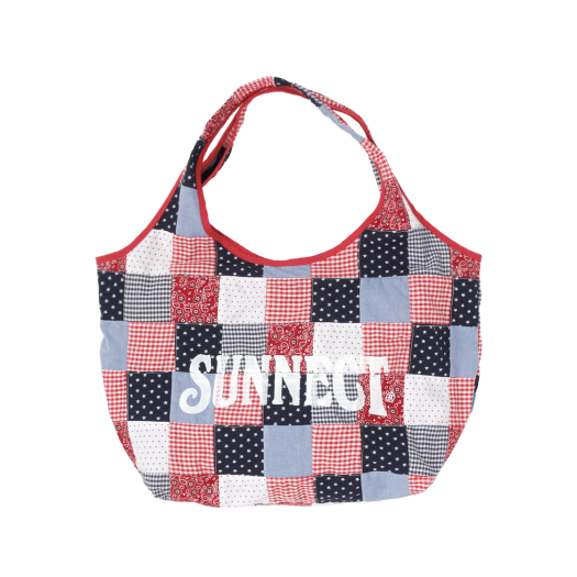 P00000FT Sunnect Madras Shopper Bag Red