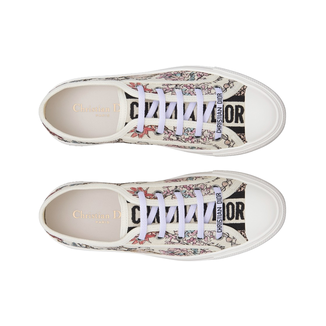 (W) 디올 워크앤디올 스니커즈 코튼 자수 밀레피오리 모티프 누드 화이트((W) Dior Walk'N'Dior Sneakers Cotton Embroidered with Millefiori Motif Nude White) - 3