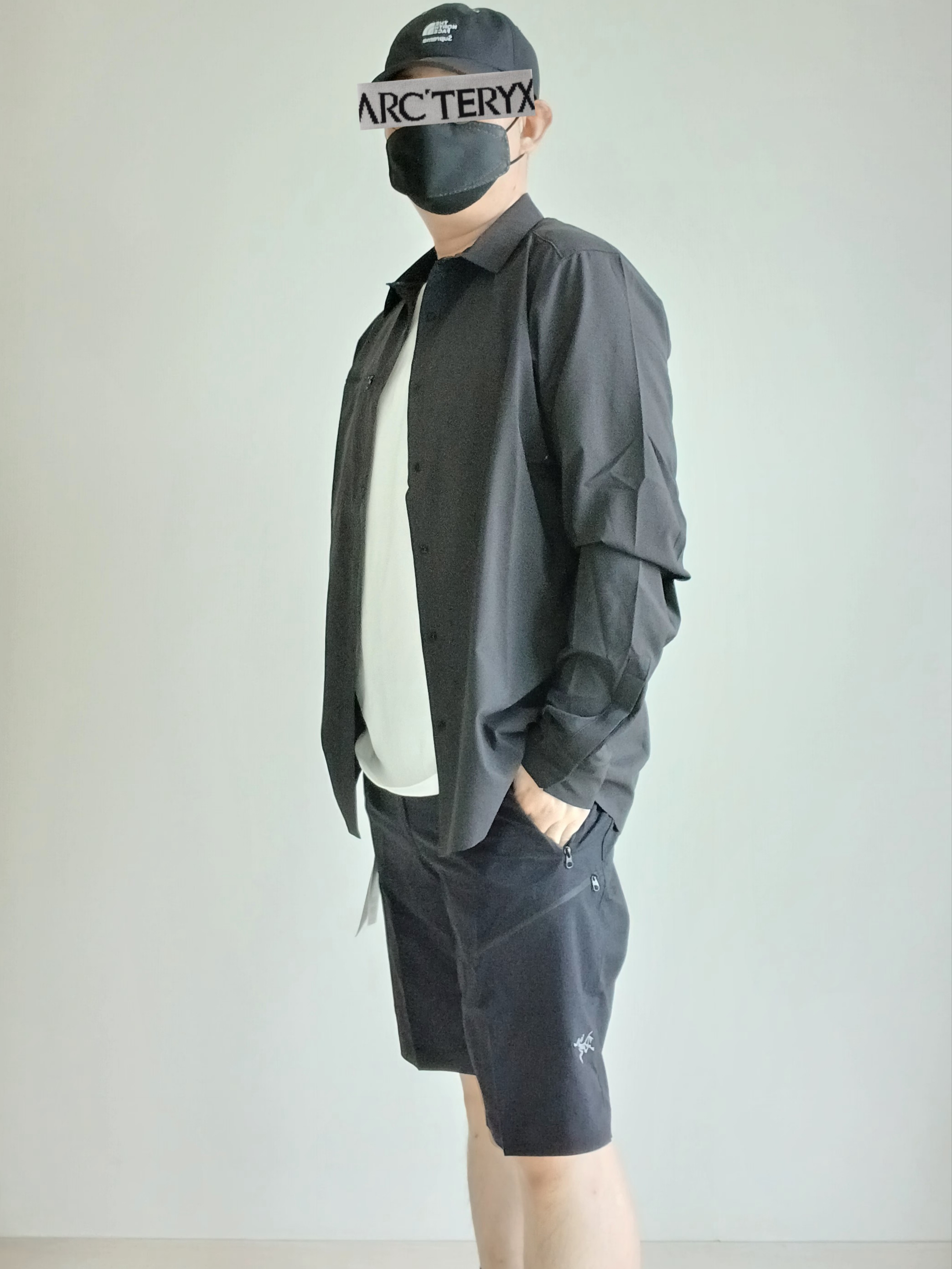 Arc'teryx Gamma Quick Dry Shorts 11 Inch Black, Arc'teryx Skyline LS Shirts Black 착용 스타일 - 7