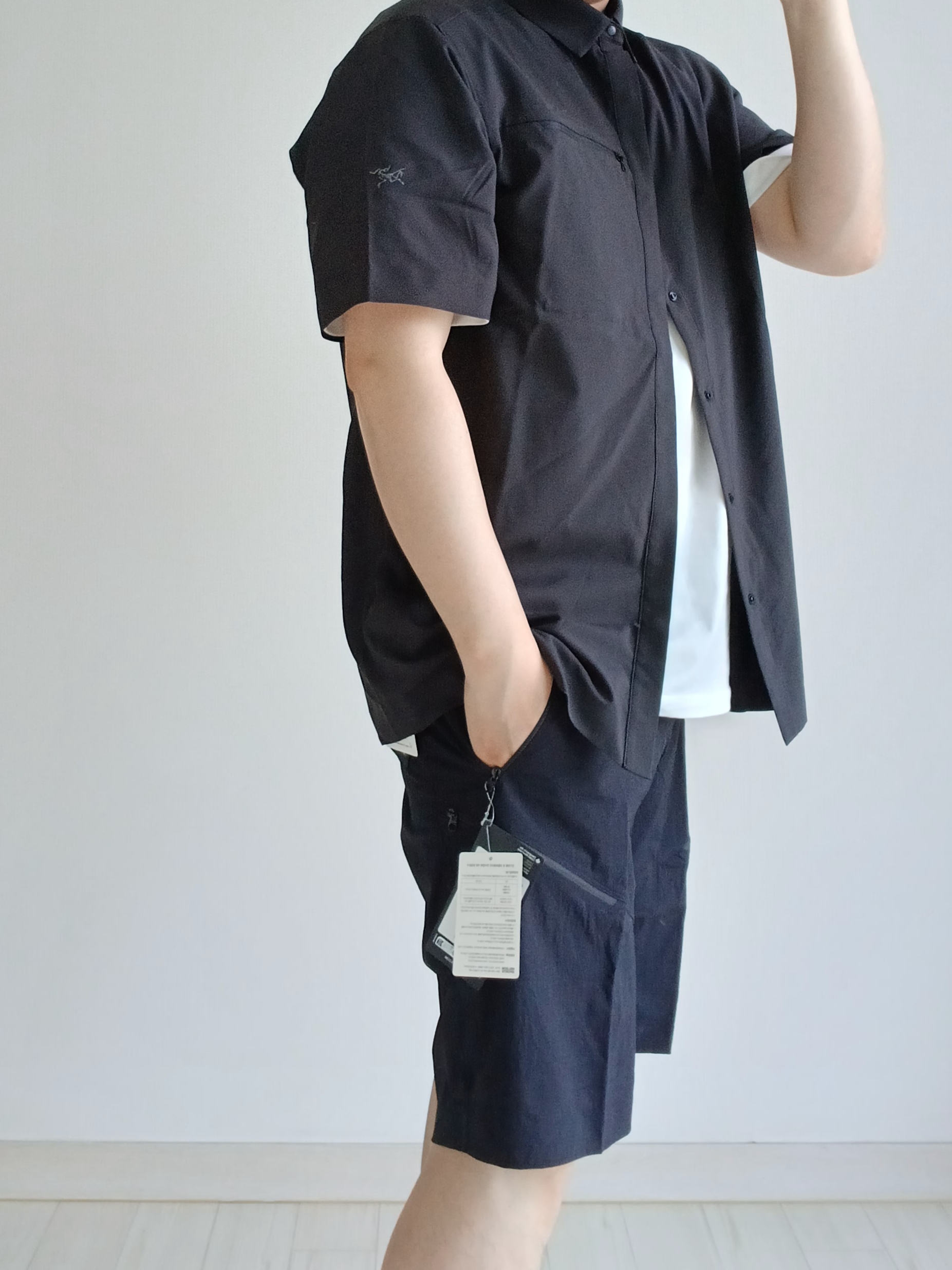 Arc'teryx Gamma Quick Dry Shorts 11 Inch Black, Arc'teryx Skyline LS Shirts Black 착용 스타일 - 8