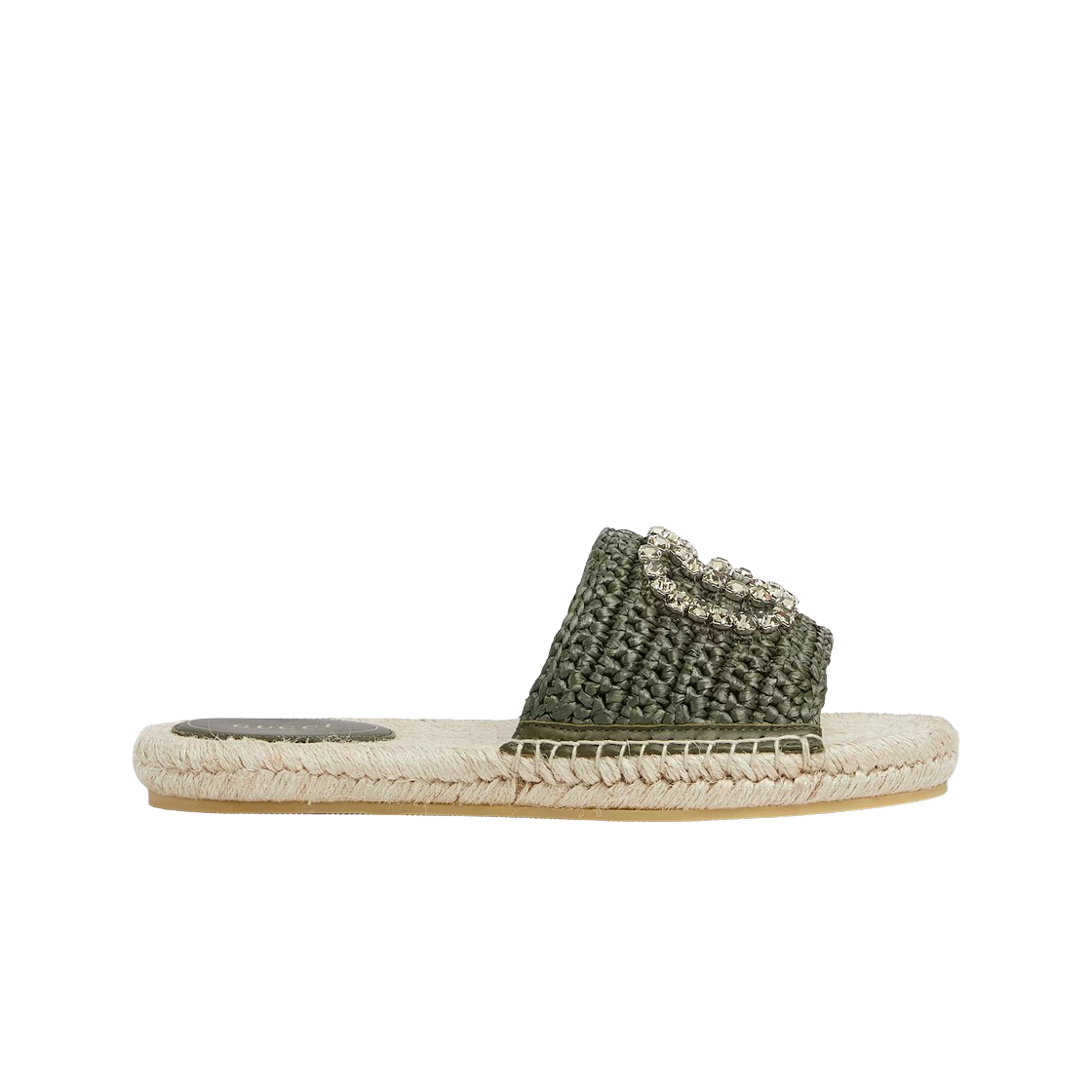 780589-FAC68-3037 (W) Gucci Interlocking G Espadrille Dark Green Raffia