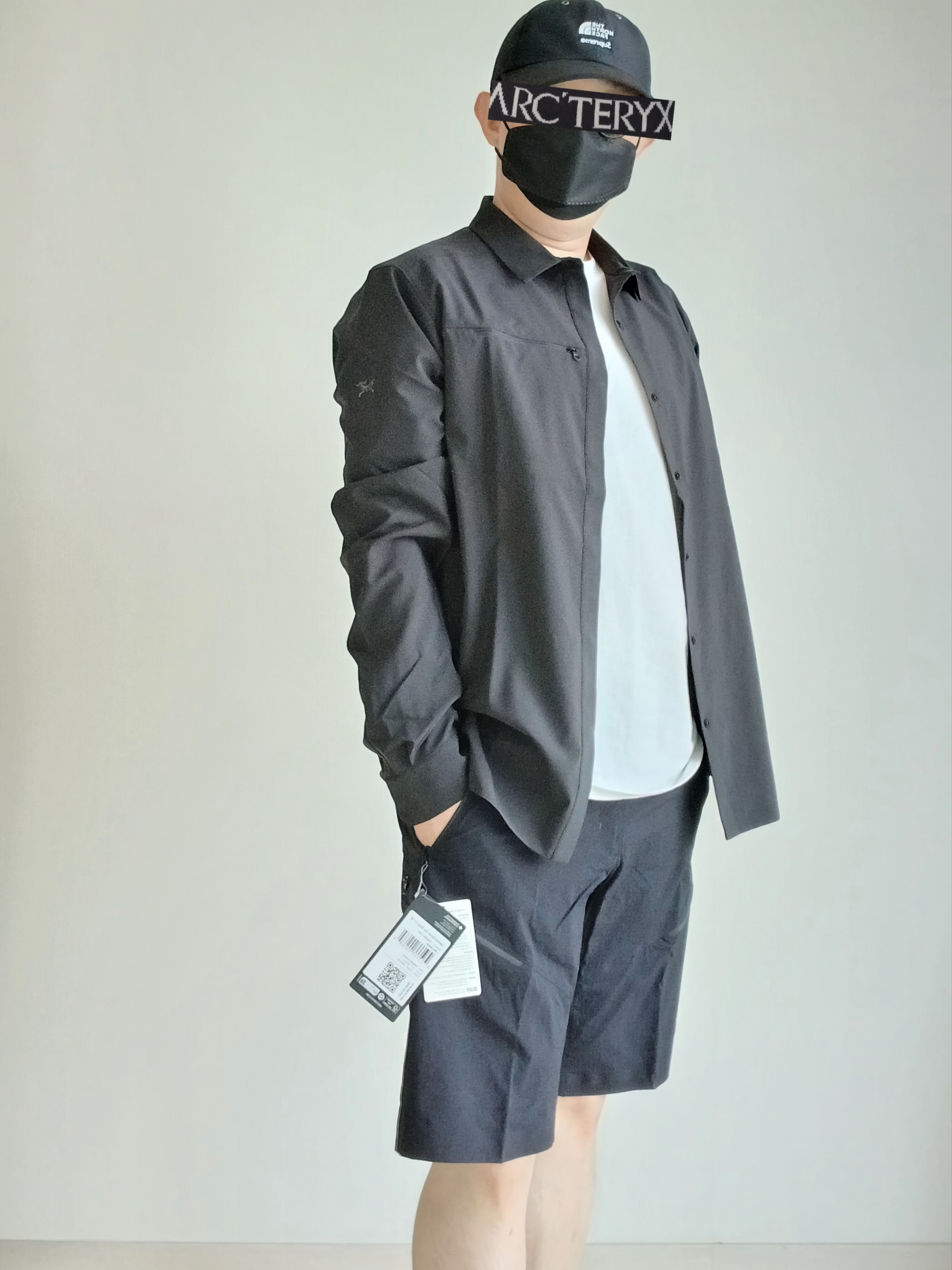 Arc'teryx Gamma Quick Dry Shorts 11 Inch Black, Arc'teryx Skyline LS Shirts Black 착용 스타일 - 6