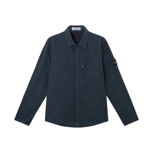 Stone Island 1200033 Supima Cotton Twill Stretch-TC Overshirt Navy Blue - 25SS