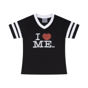 (W) Ashley Williams I Heart Me Varsity Baby T-Shirt Black