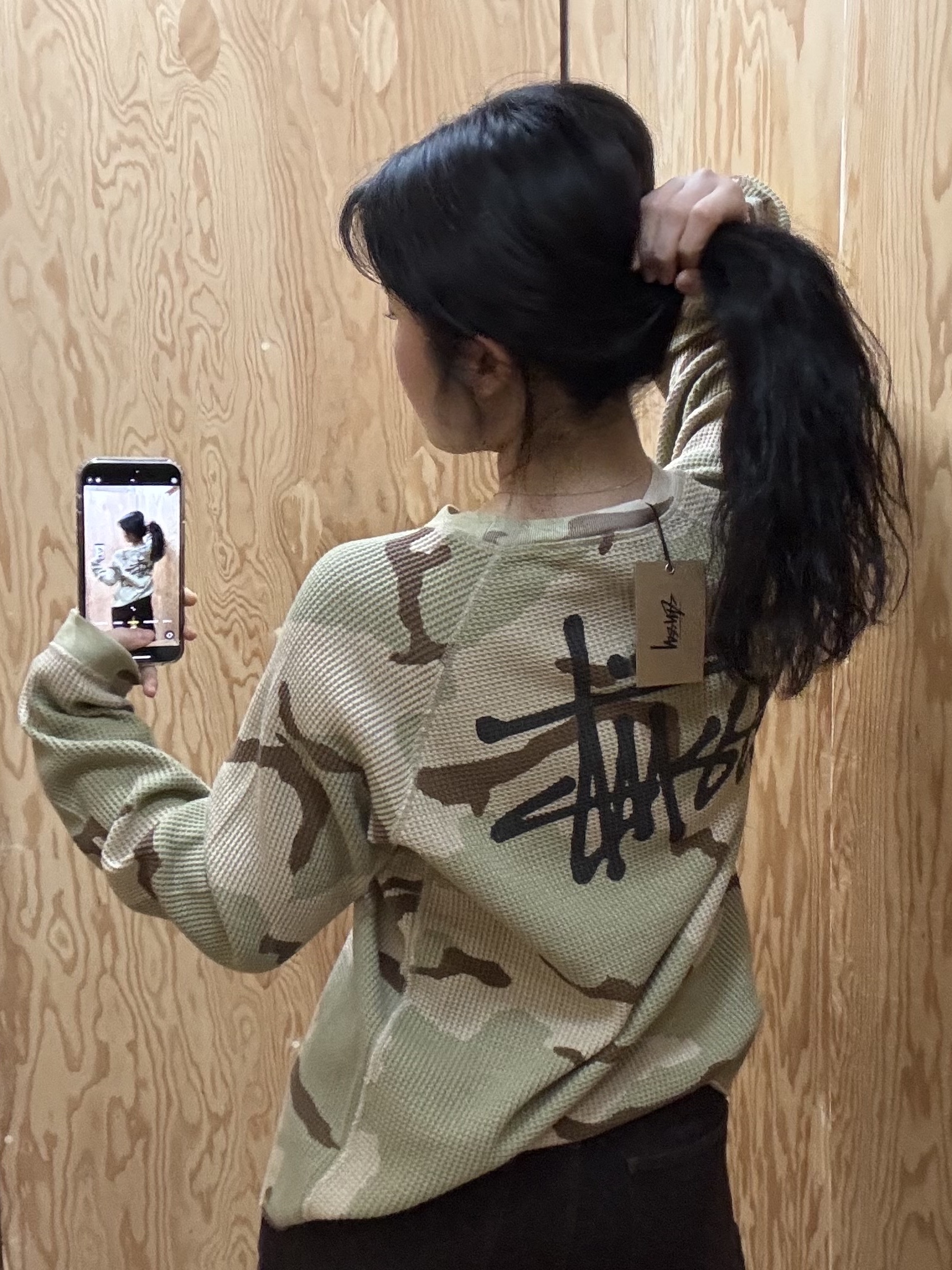 Stussy Raglan Thermal LS Crew Sand Camo, Stussy Basic Stock Thermal LS T-Shirt Relic Camo 착용 스타일