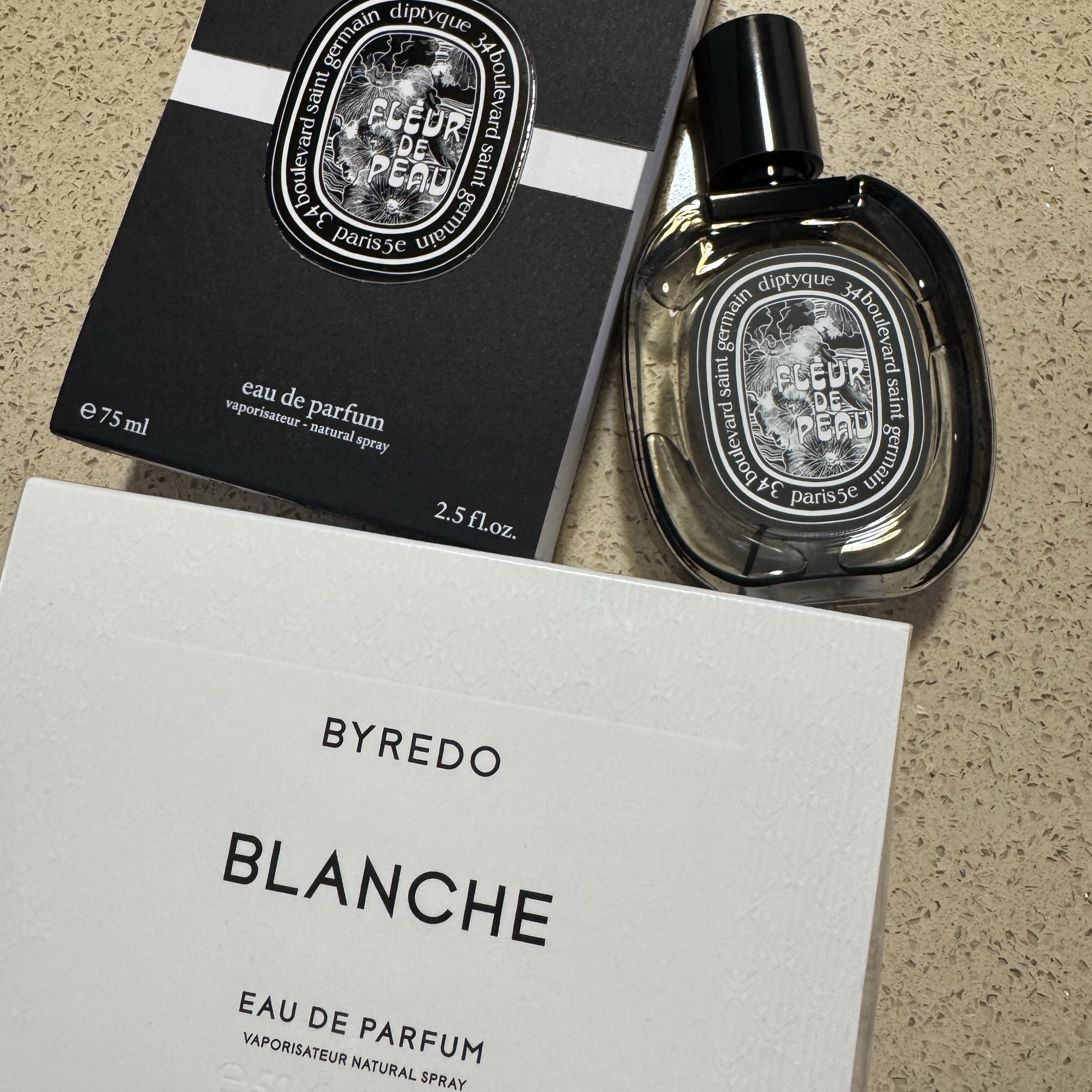 Byredo Blanche Eau De Parfum 50ml, Diptyque Fleur De Peau Eau De Parfum 75ml 착용 스타일