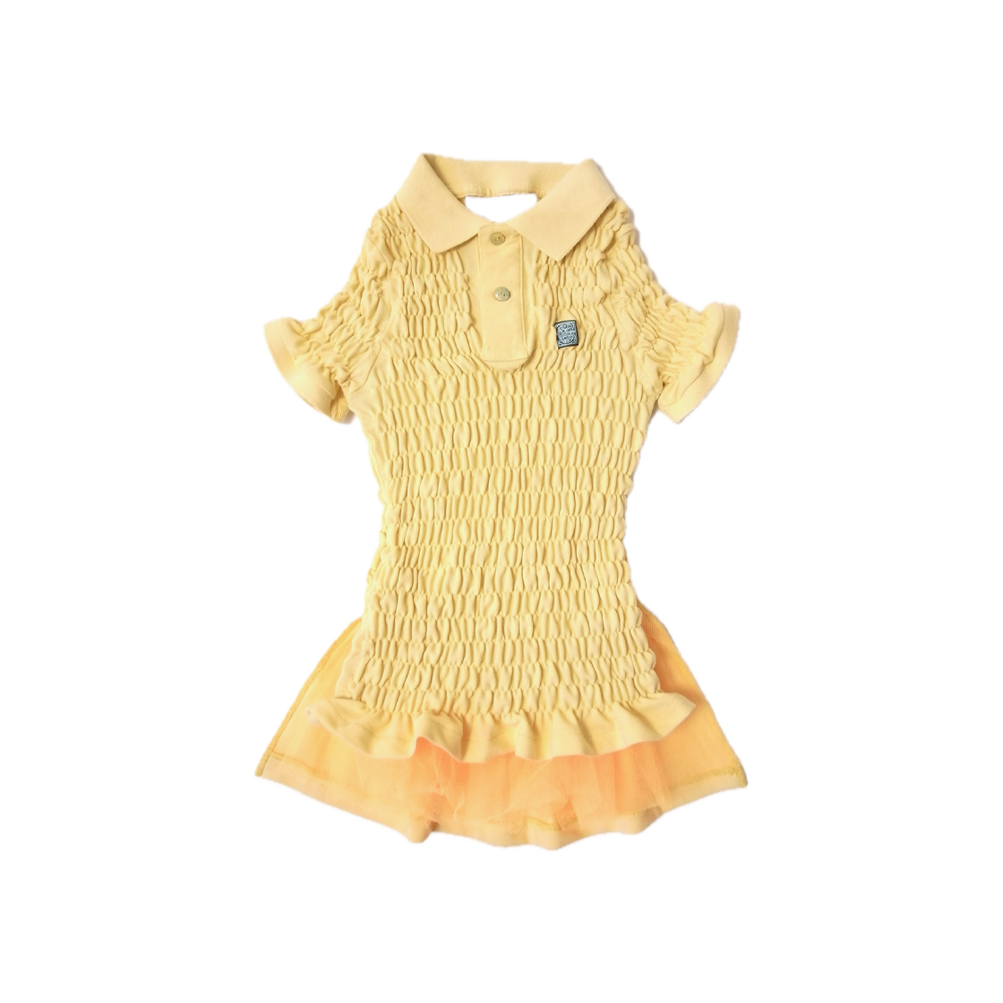 코너 아이브스 우먼 옐로우 쉬어드 폴로 버슬 셔츠 옐로우 - 25FW(Conner Ives Women Yellow Shirred Polo Bustle Shirt Yellow - 25FW)