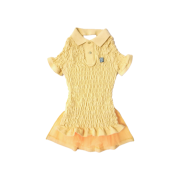 Conner Ives Women Yellow Shirred Polo Bustle Shirt Yellow - 25FW