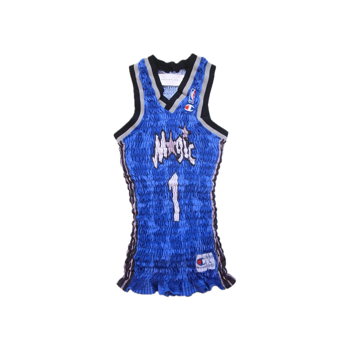 코너 아이브스 우먼 리컨스티튜드 쉬어드 바스켓볼 저지 블루 - 25FW(Conner Ives Women Reconstituted Shirred Basketball Jersey Blue - 25FW)