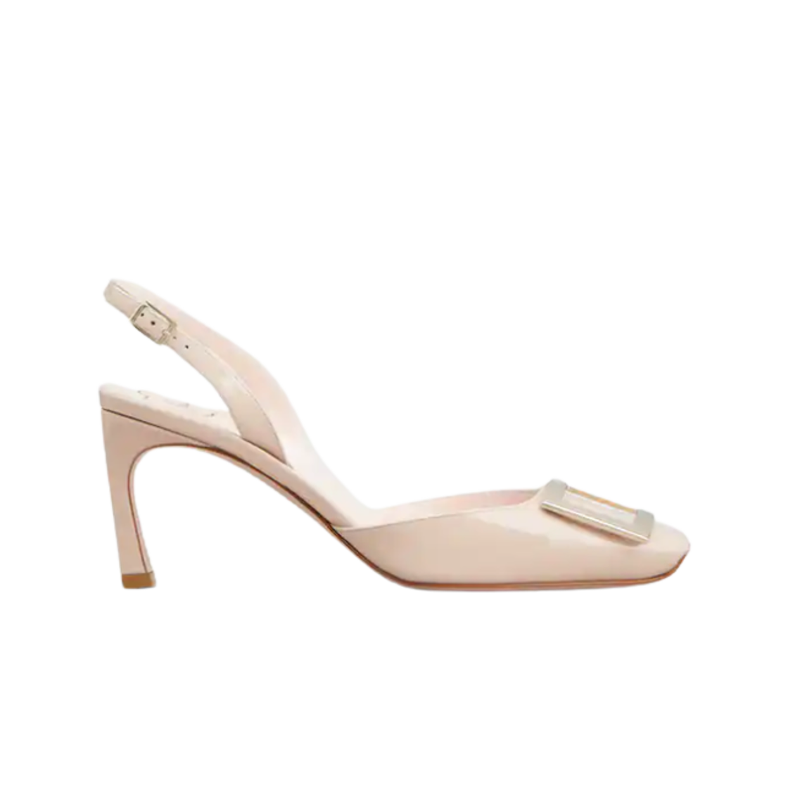 (W) 로저 비비에 페이턴트 레더 트럼펫 슬링백 펌프스 핑크((W) Roger Vivier Trompette Slingback Pumps in Patent Leather Pink)