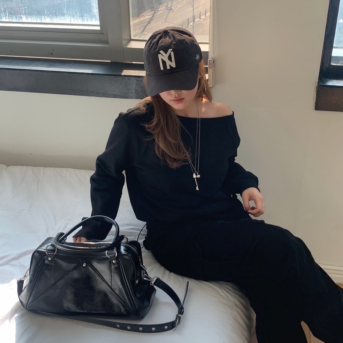 American Needle Archive Cap New York Black Ykees Nl Black 착용 스타일 - 4