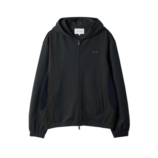 COLOR RIBBED HIGH NECK ZIP UP IN LIGHT GREY - MATINKIM
