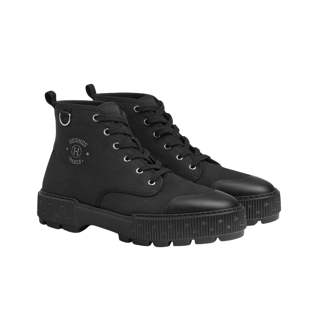 H241945ZH02 Hermes Itineraire Ankle Boot Cotton Twill Calfskin & Noir