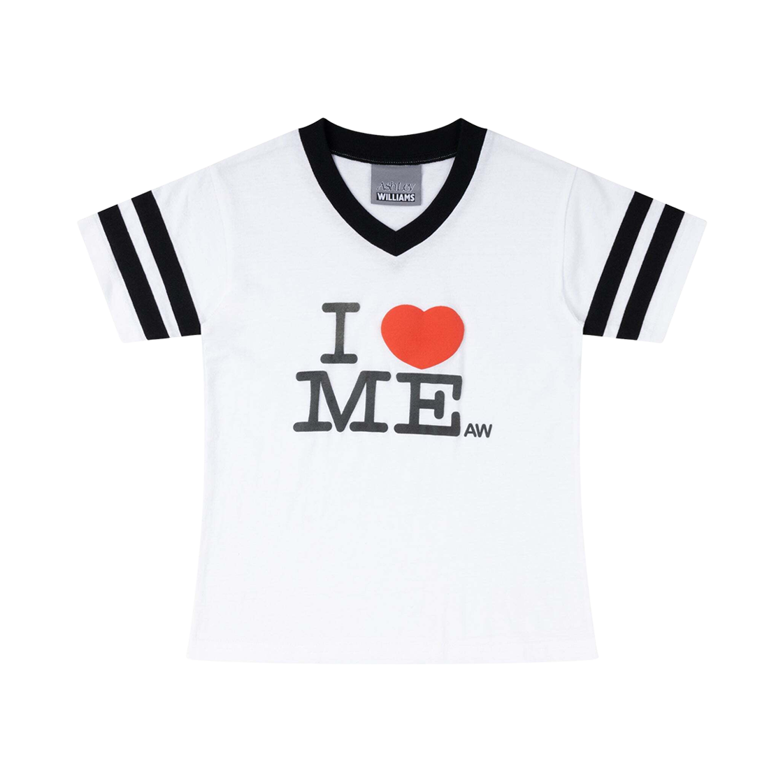 (W) 애슐리 윌리엄스 아이 하트 미 바시티 베이비 티셔츠 화이트((W) Ashley Williams I Heart Me Varsity Baby T-Shirt White)