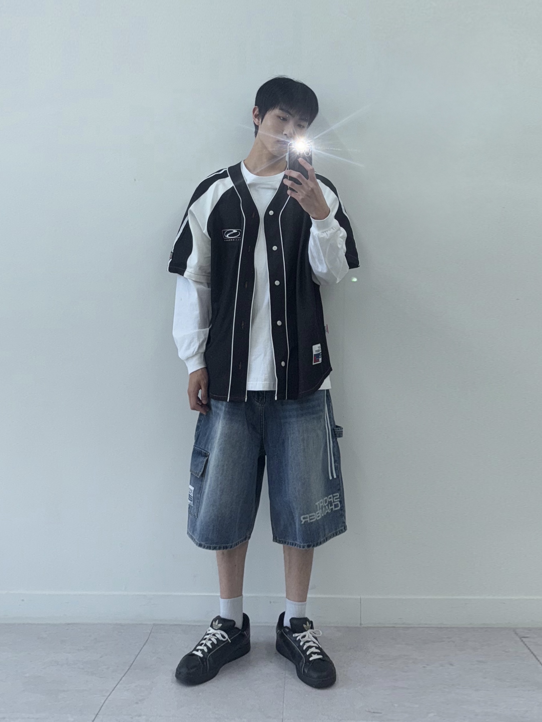 SPORT CHAMBER SC Flash Baseball Jersey Black 착용 스타일
