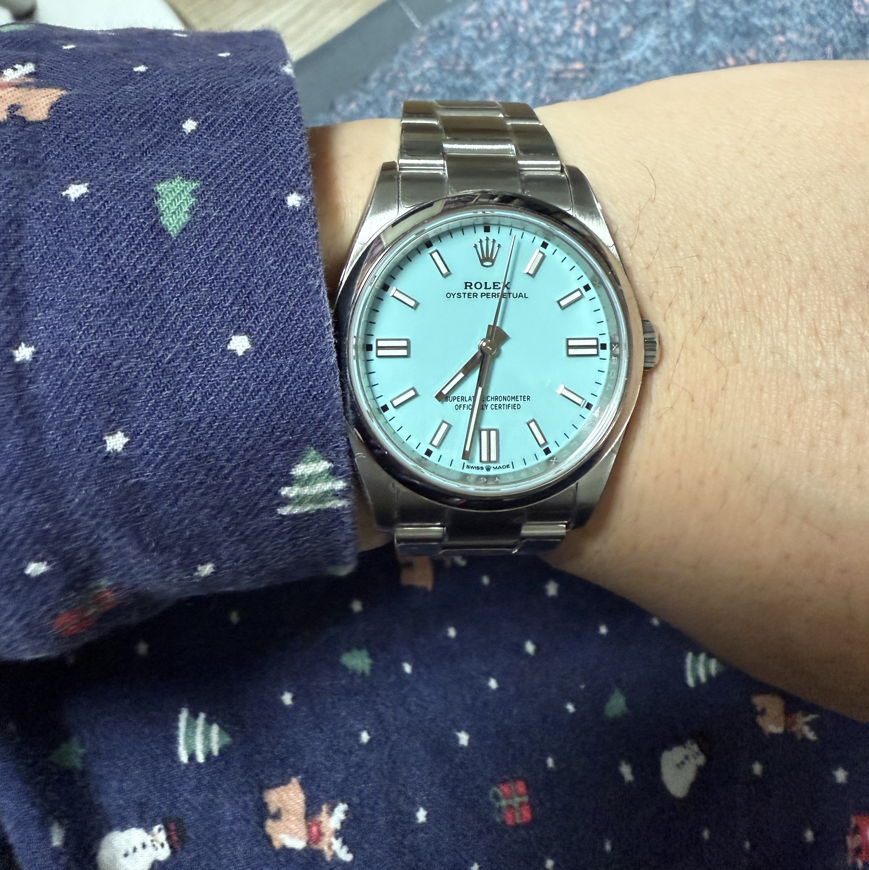 Rolex Oyster Perpetual 36mm 126000 Turquoise Blue Oyster 착용 스타일