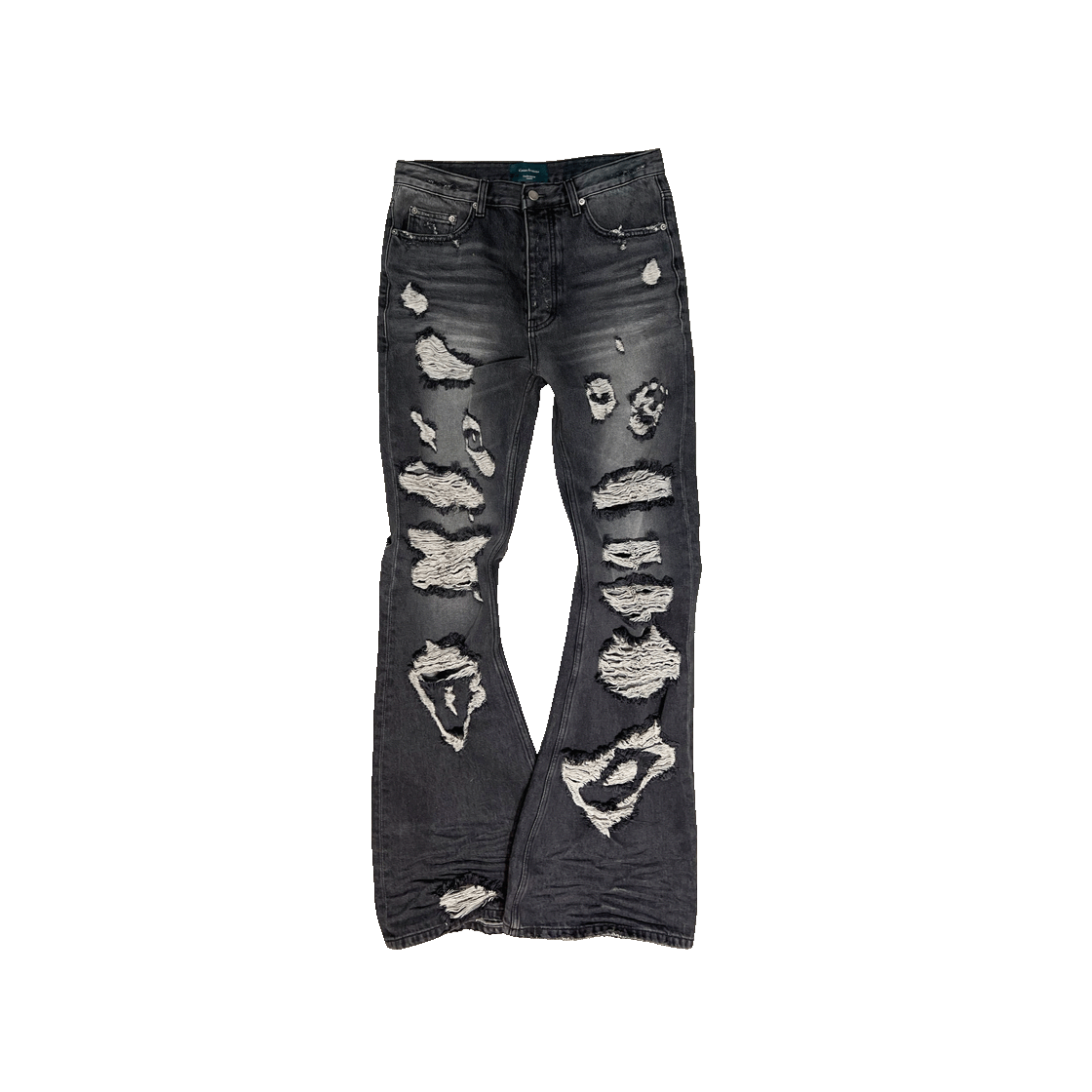 언더마이카 25SS 엔젤 링 디스트로이드 슬림 플레어 진 그레이(Undermycar 25SS Angel Ring Destroyed Slim Flare Jeans Gray) - 1