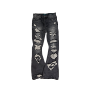 Undermycar 25SS Angel Ring Destroyed Slim Flare Jeans Gray