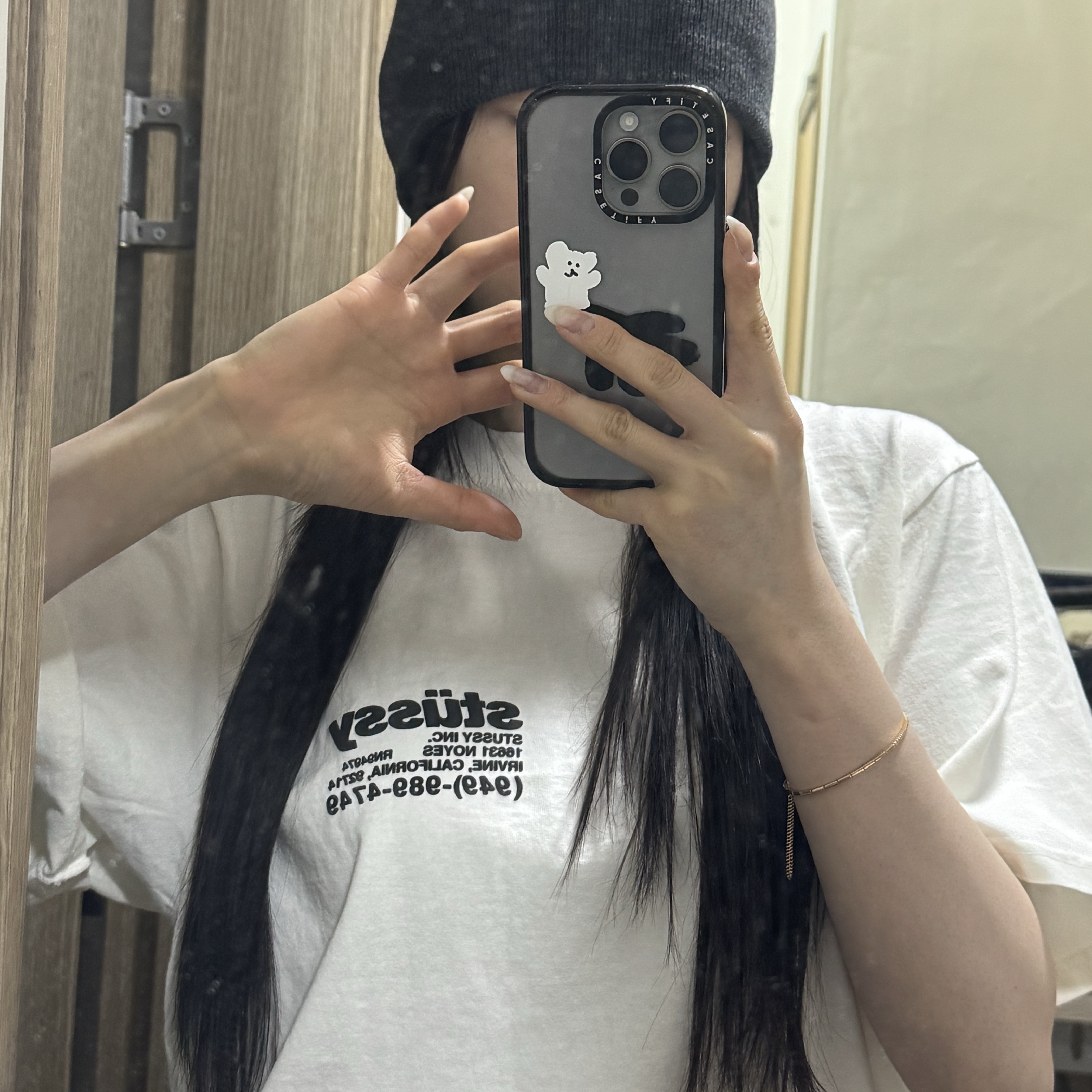 Stussy DNA Pigment Dyed T-Shirt Natural 착용 스타일 - 2