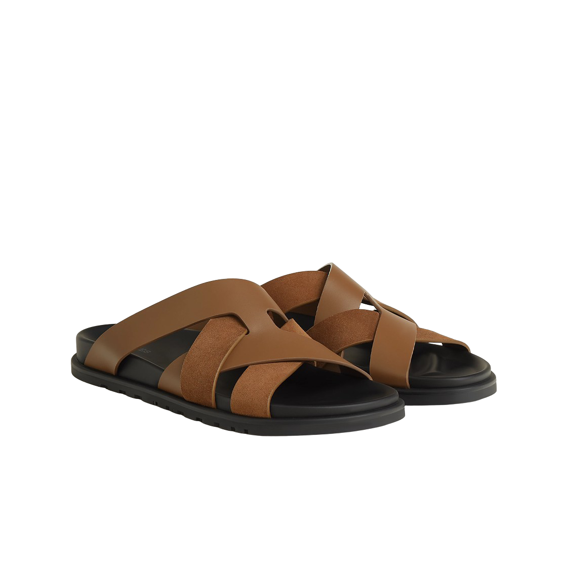 H251976ZHE5 Hermes Kazimir Sandal Calfskin Suede Goatskin & Brun Fume