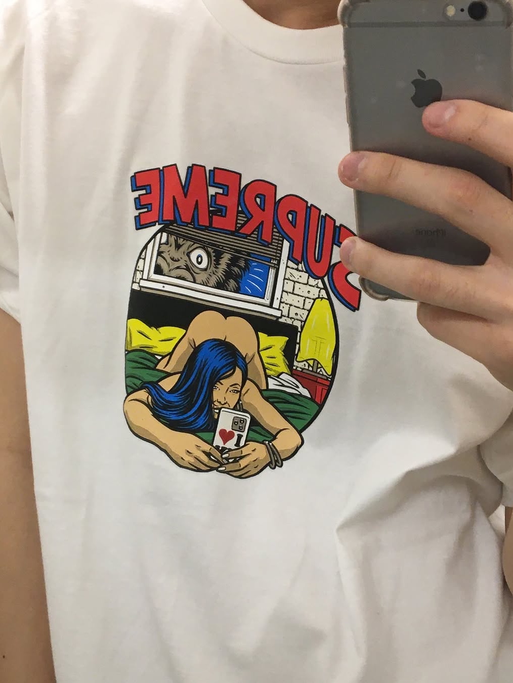 Supreme Bedroom T-Shirt White - 25SS, Supreme Bandana Jacquard Baggy Jean Black - 25SS 착용 스타일 - 2