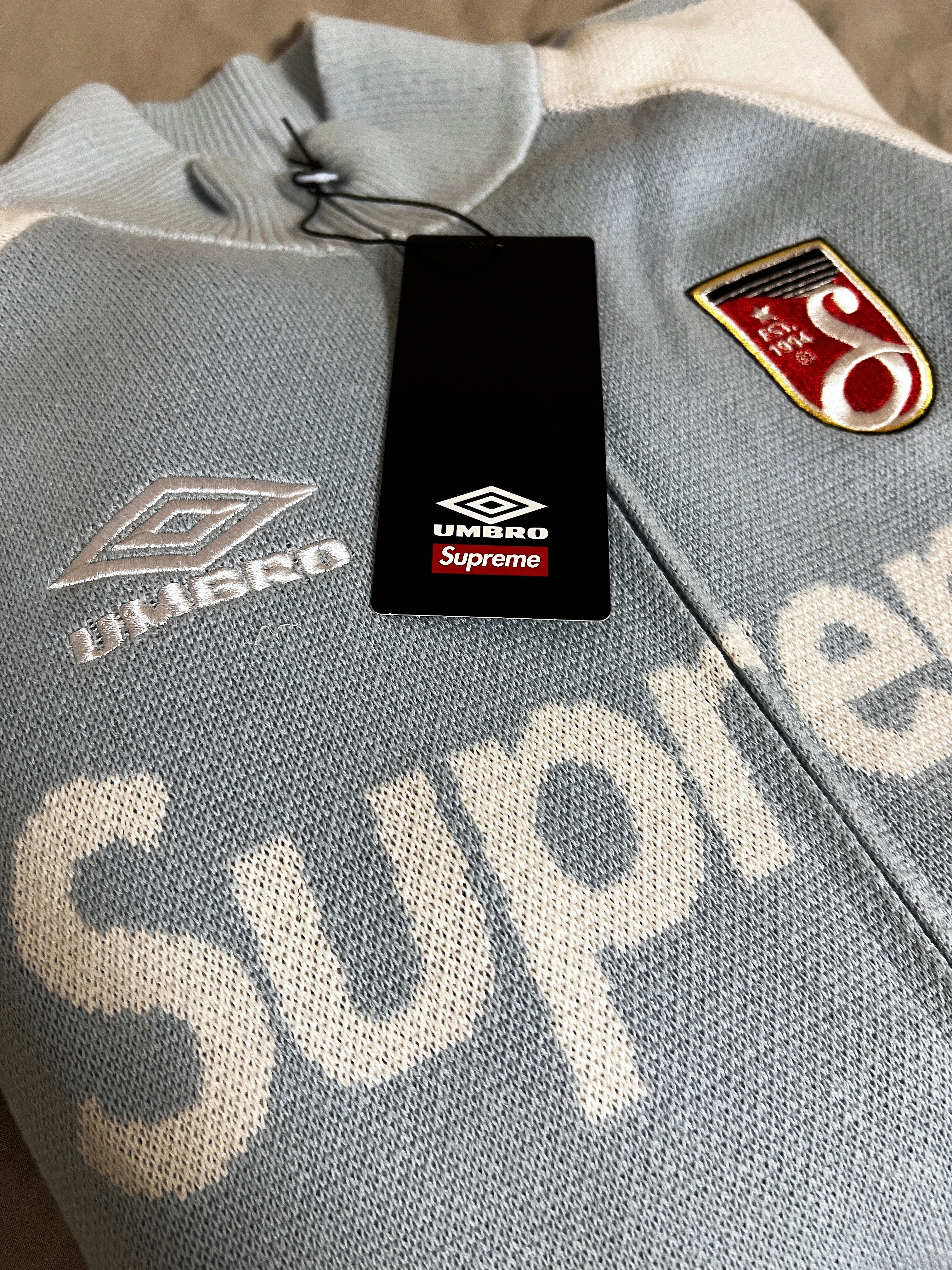 Supreme x Umbro Zip Up Sweater Light Blue - 25SS 착용 스타일