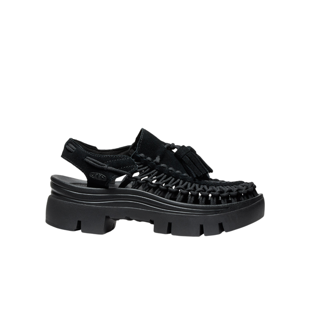 킨 유니크 플랫폼 테슬 블랙 샌들 남여공용(Keen Uneek Platform Tassell Sandal All Gender Black/Black) - 1