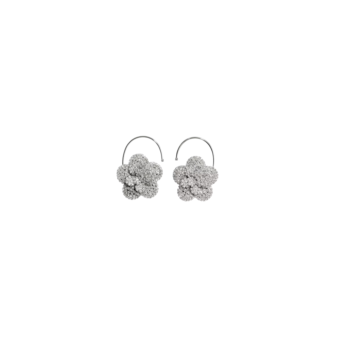 1266628001 (W) H&M x Magda Butrym Rhinestone Flower Clip Earrings Silver