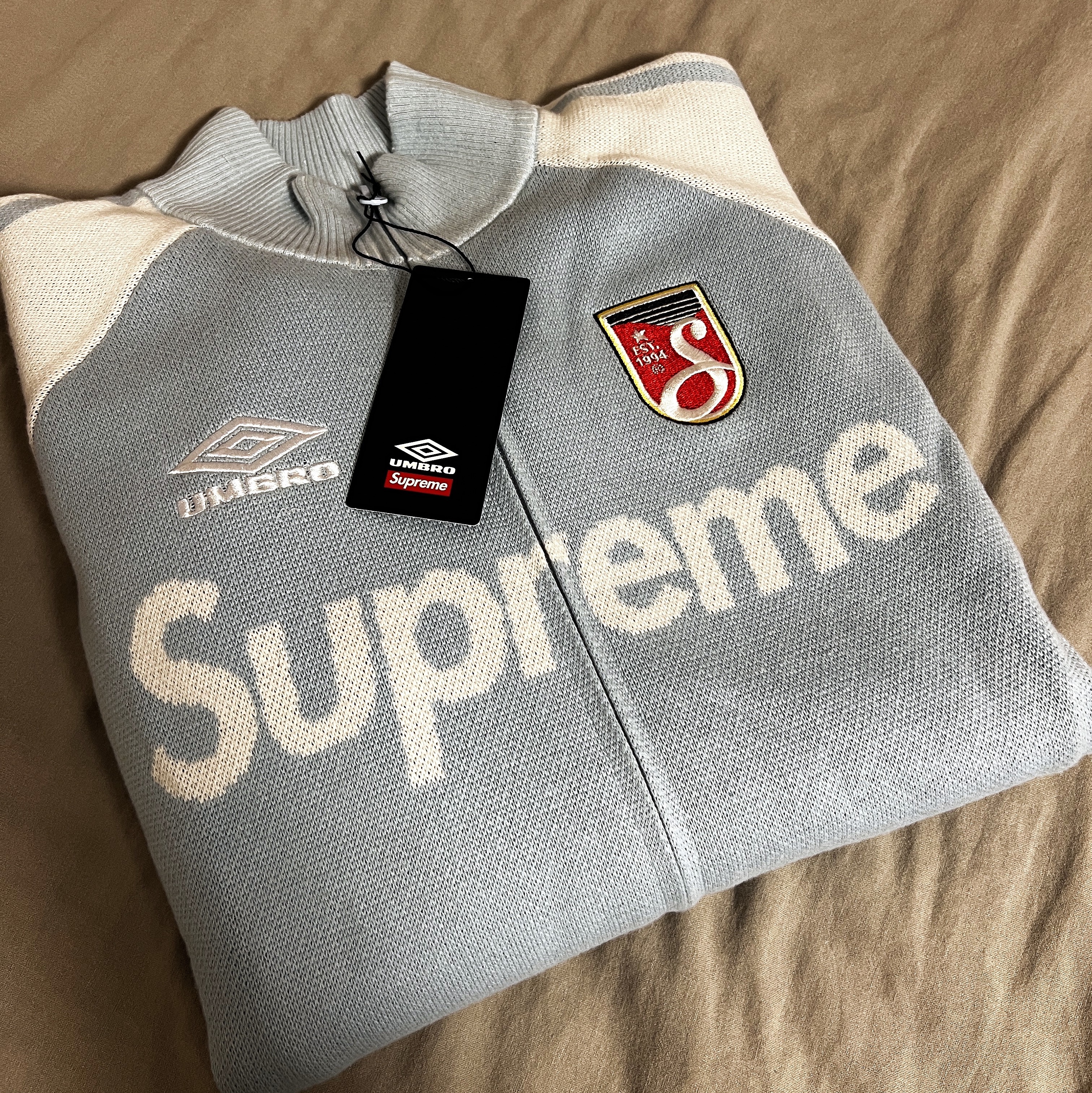 Supreme x Umbro Zip Up Sweater Light Blue - 25SS 착용 스타일
