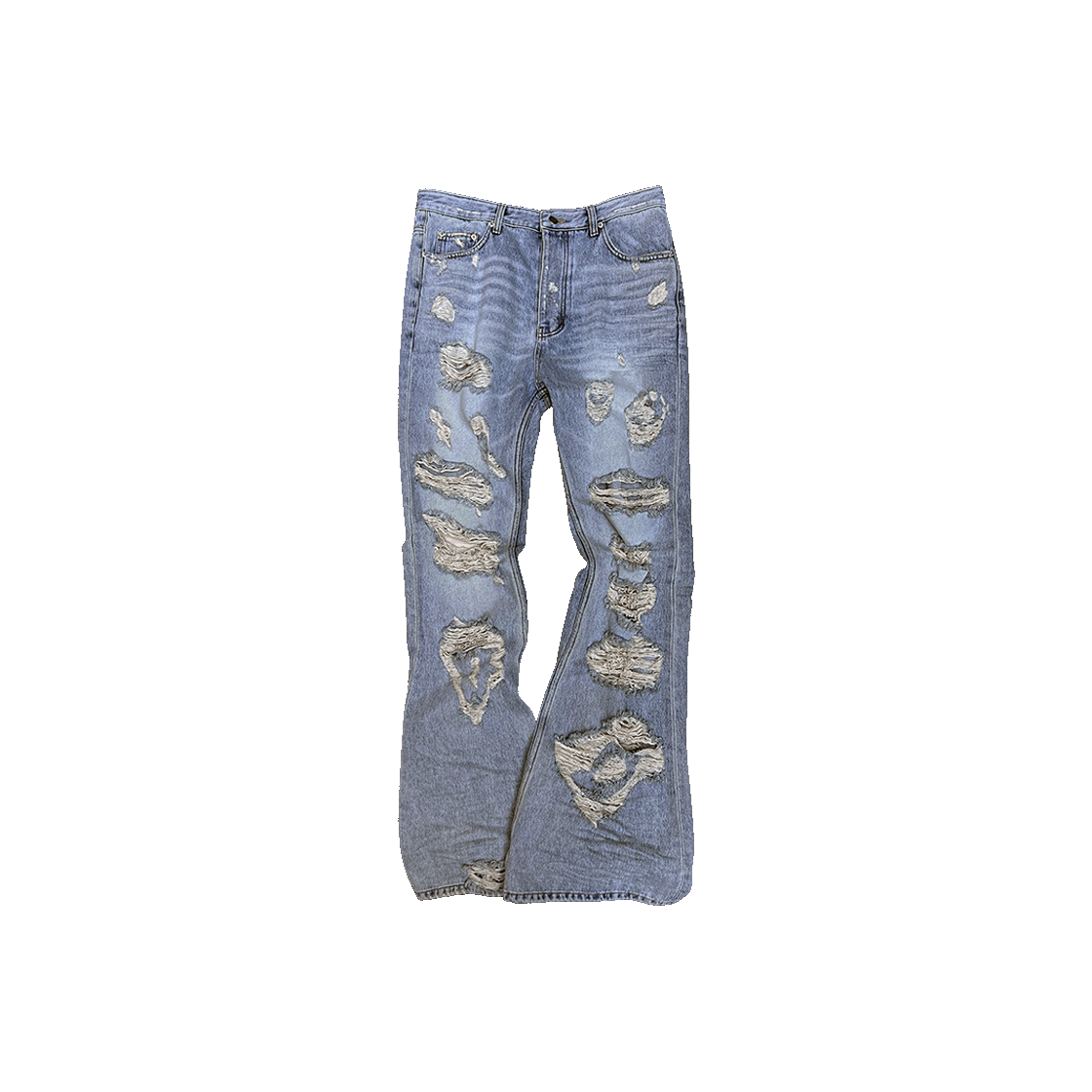 25SSUMCAFLB Undermycar 25SS Angel Ring Destroyed Slim Flare Jeans Light Blue
