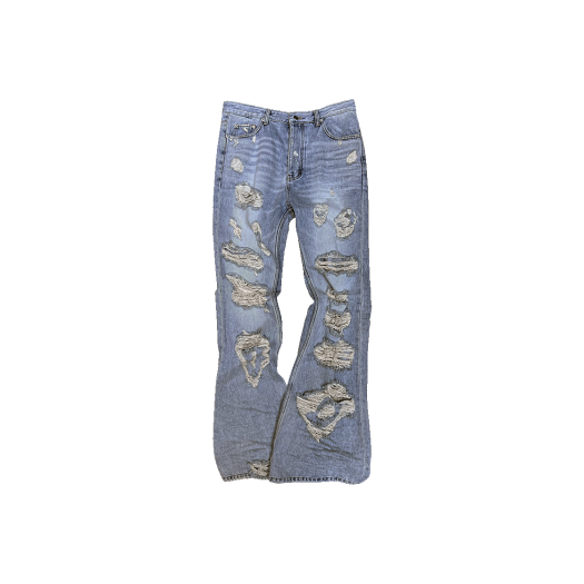 25SSUMCAFLB Undermycar 25SS Angel Ring Destroyed Slim Flare Jeans Light Blue